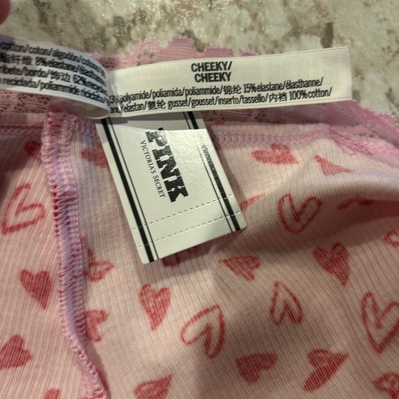 VS PINK Panty Valentines Day Heart Ribbed Cheeky Large NWT - Picture 5 of 5